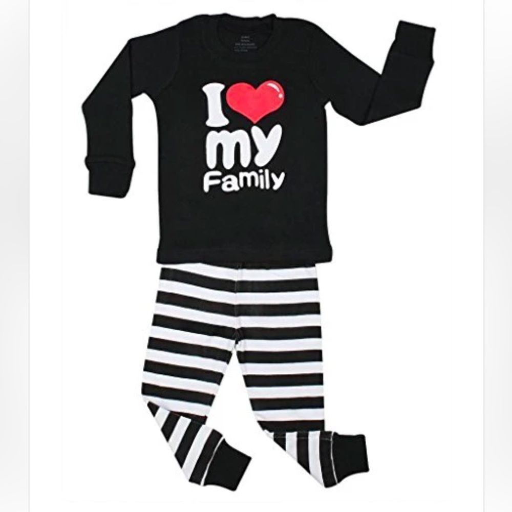 Elowel "I Love Family" 2 Piece Pajama Set 100% Cotton Size4T new